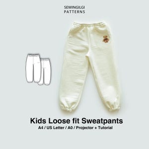 Kids Loose Fit Sweatpants Sewing Pattern PDF, 1Y–12Y, Jogger, Digital Download