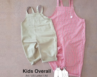 Kids Overalls Sewing Pattern PDF, Dungarees Pattern, 1Y–12Y, Digital Download, Rolling
