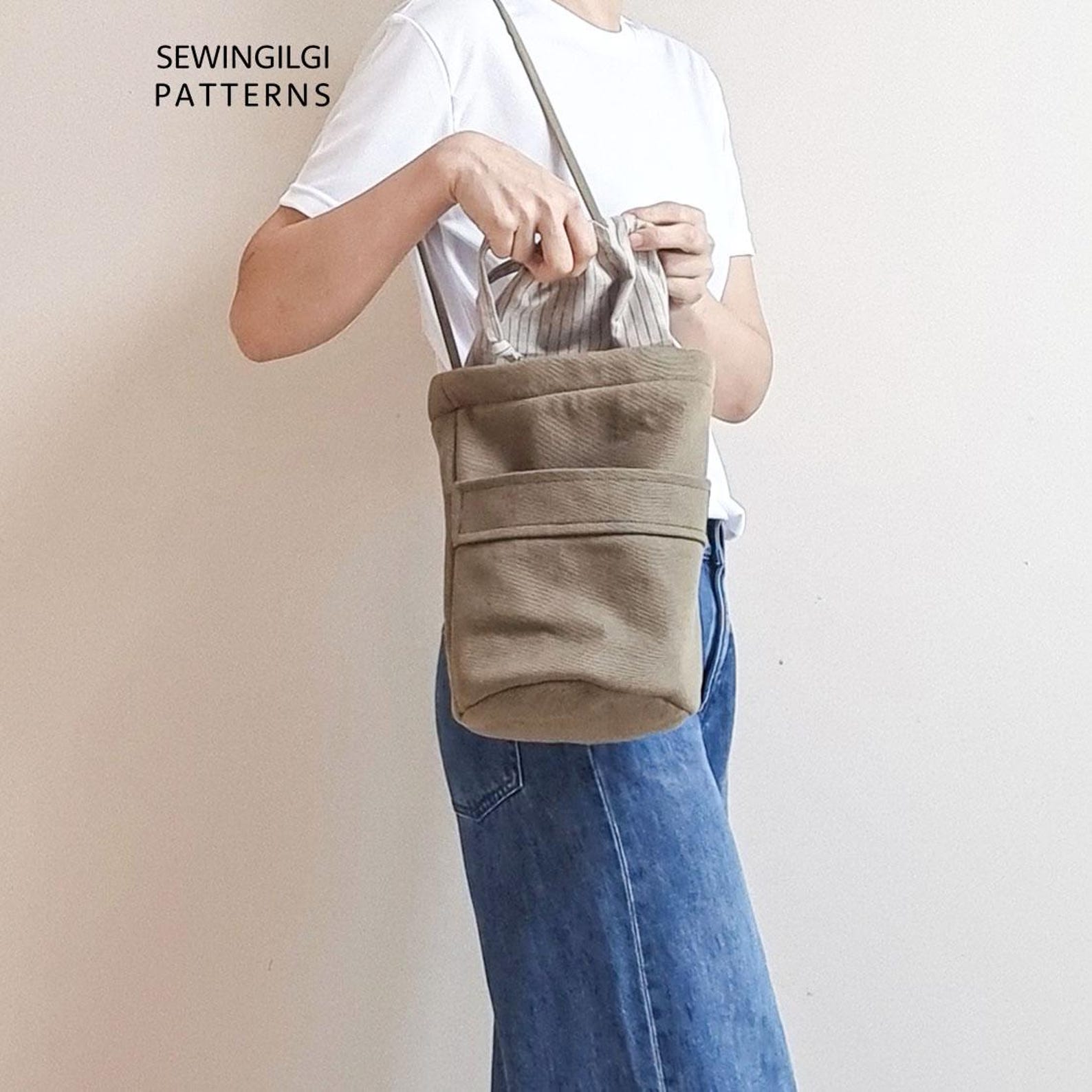 Bucket Bag Sewing Pattern PDF, Drawstring Bag, 2 Sizes, Digital ...