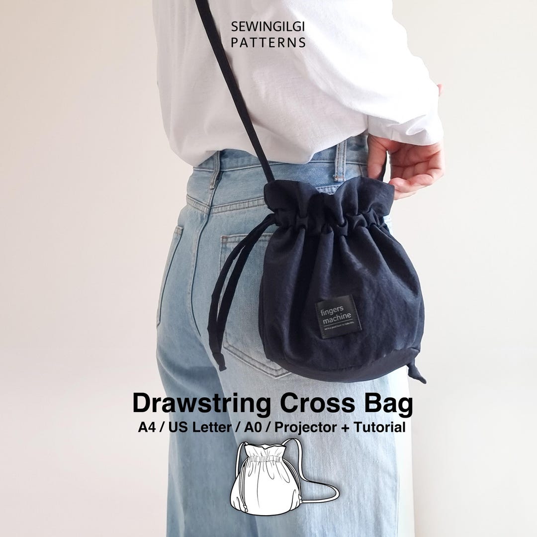 Drawstring Cross Bag Sewing Pattern PDF, Crossbody String Bag, Digital ...