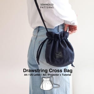 Crossbodytas met trekkoord naaipatroon pdf, crossbody tas met touwtjes, digitale download