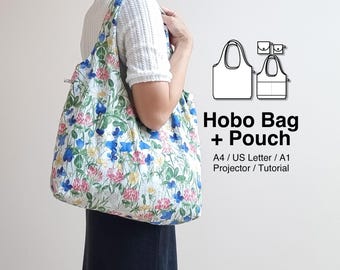 Reversible Hobo Bag + Mini Pouch Sewing Pattern PDF, 2 Sizes, Digital Download