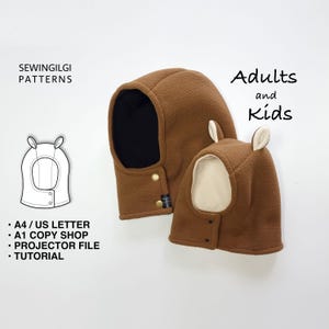 Pasamontañas Mimi para niños y adultos, capucha, 11 tallas, descarga digital