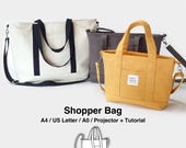 Shopper, Tote Bags Sewing Pattern PDF, Cross bag, 3 Sizes, Newtown, Digital Download