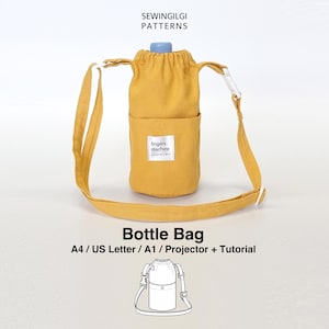 Band Water Bottle Bag Sewing Pattern - PDF + Video Tutorial - DIY, Easy DIY