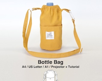 Band Water Bottle Bag Sewing Pattern - PDF + Video Tutorial - DIY, Easy DIY