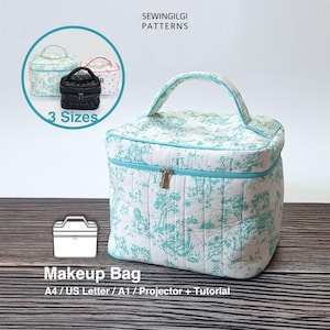 Borsa per il trucco, beauty case, modello di cucito in formato PDF, 3 misure, download digitale