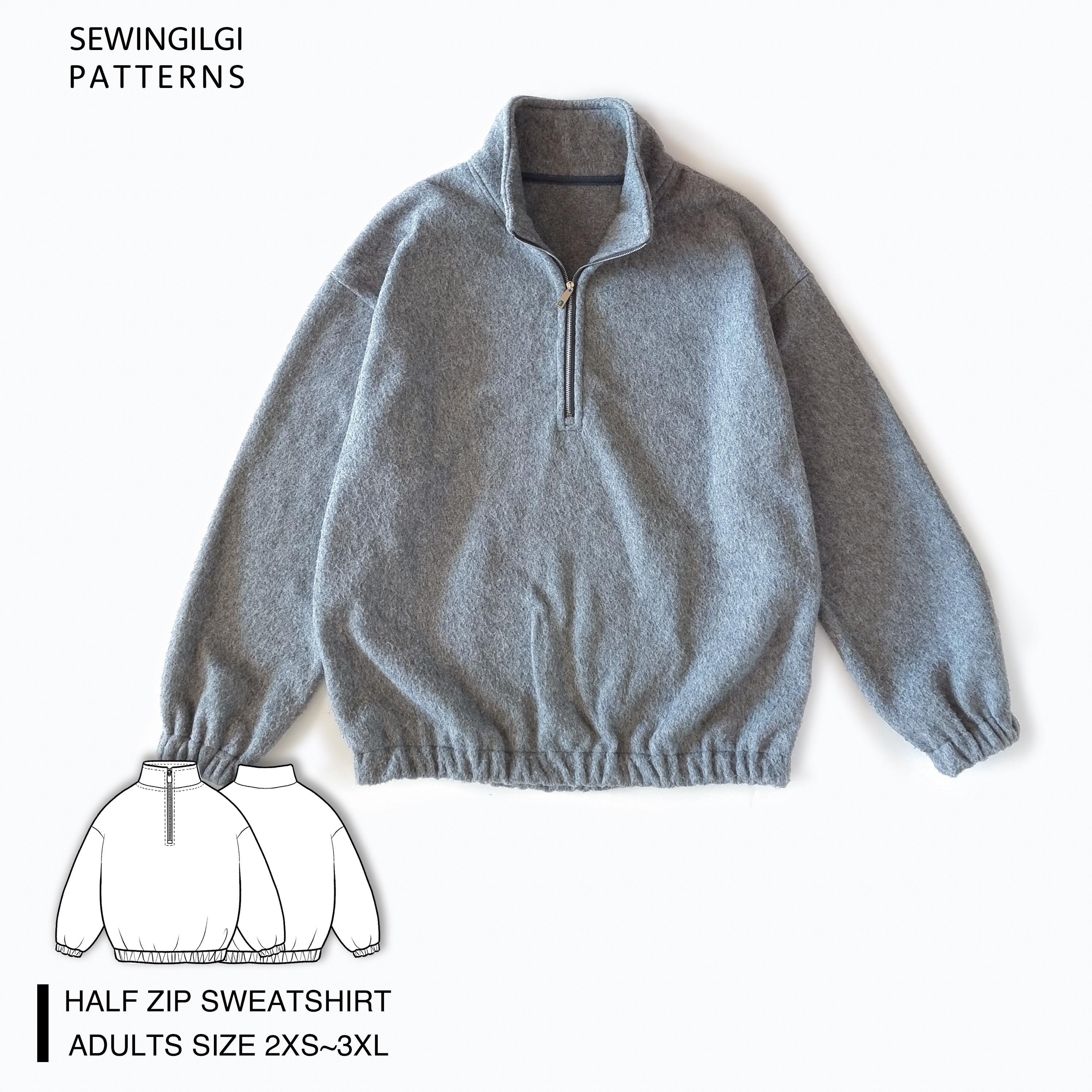 Sewing Pattern Half Button Fleece Morgan Half Zip Pullover And