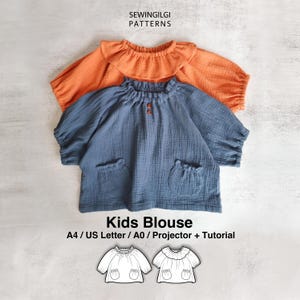 Kids Easy Smoke Top, Blouse, Muslin, Sewing Pattern PDF, 1Y–12Y, Digital Download, Peanut