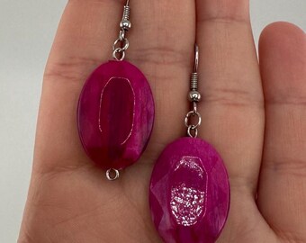 Magenta Dangle Earrings