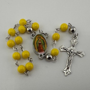 Virgin Guadalupe Yellow One Decade Rosary