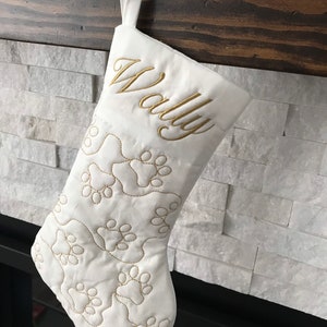 Pet Paw Quilted White Slim Christmas Stocking Customized Christmas Decor Gift for Pet and Pet Lovers image 4