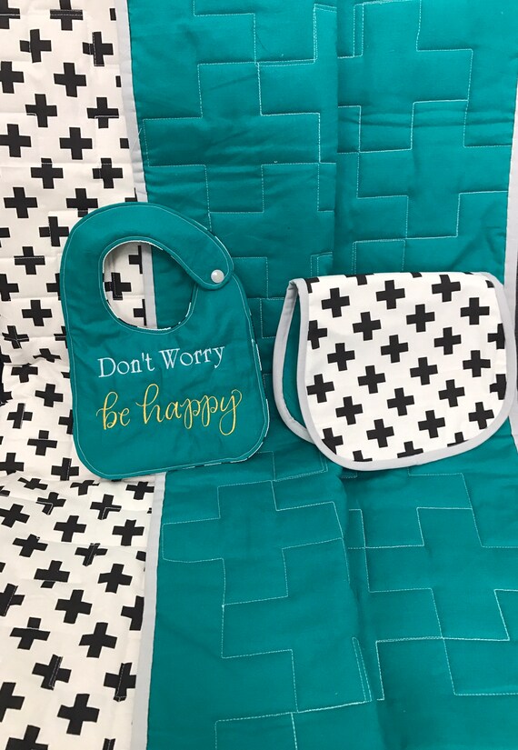 Personalized Geometric Baby Quilt Set Baby Shower Gift Etsy