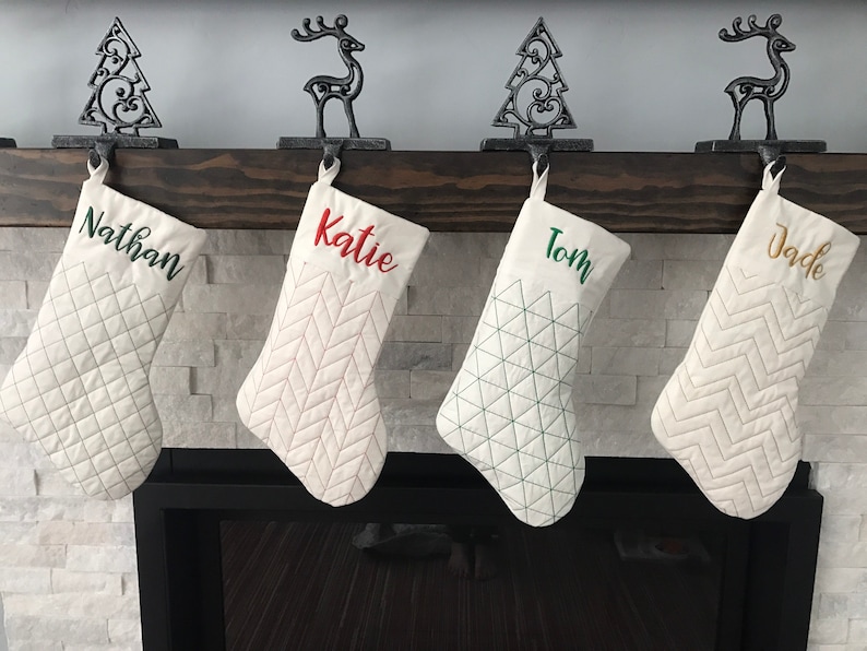 Pet Paw Quilted White Slim Christmas Stocking Customized Christmas Decor Gift for Pet and Pet Lovers image 5