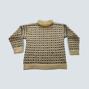 Vintage hand knit sweater 1960s XO knit 60s pullover wool