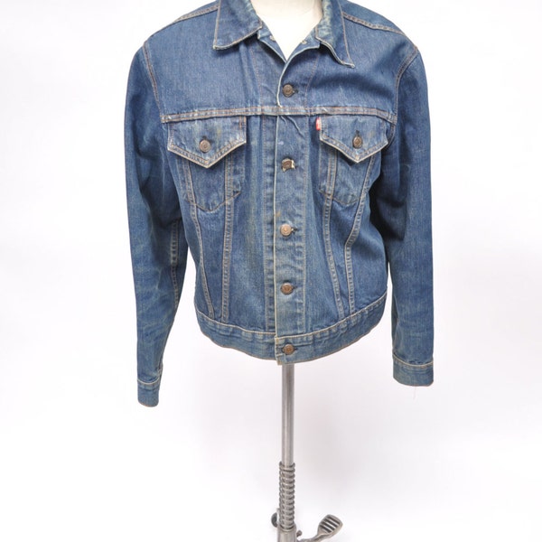 vintage LEVIS big E denim jacket jean 1960s indigo dark large