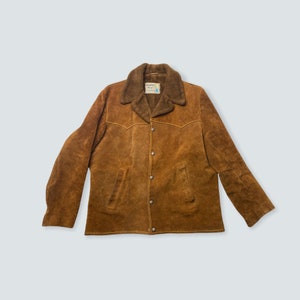 Vintage suede jacket leather jacket 1970s pioneer wear 70s size 40 trucker