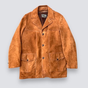 veste en cuir suédée vintage des années 1970 blazer boutonné manteau de sport des années 70 marron