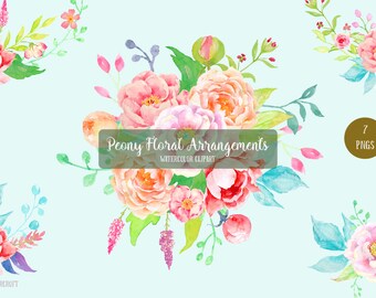 watercolor peony etsy