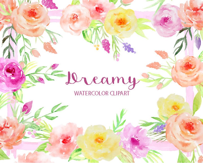 Download Watercolor Clipart Dreamy Collection Pink And Blush Roses Decorative Elements And Floral Frames For Instant Download Paper Party Kids Scrapbooking Delage Com Br