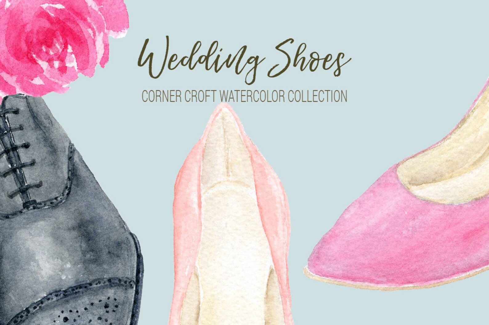 Wedding Shoes Clipart Watercolor Wedding Shoe White Peach Etsy UK