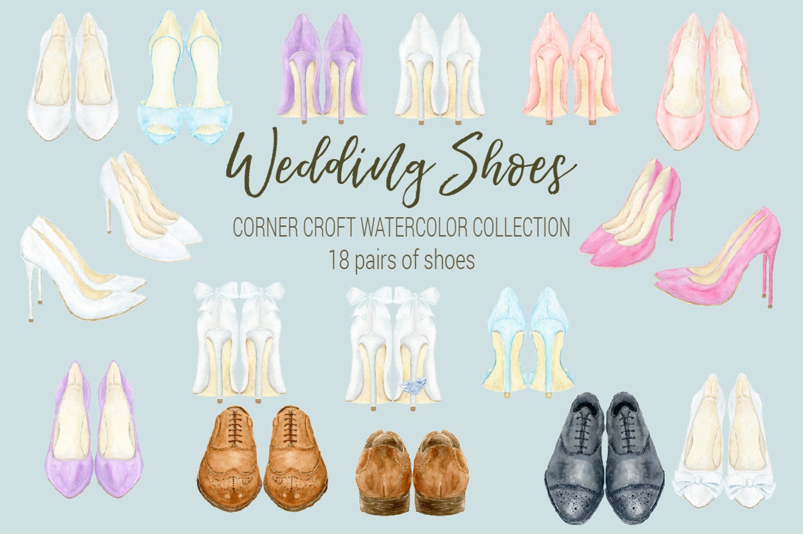 Wedding Shoes Clipart Watercolor Wedding Shoe White Peach Etsy UK