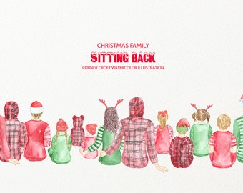 Christmas Family Sitting Back Personalised Print Creator for instant download