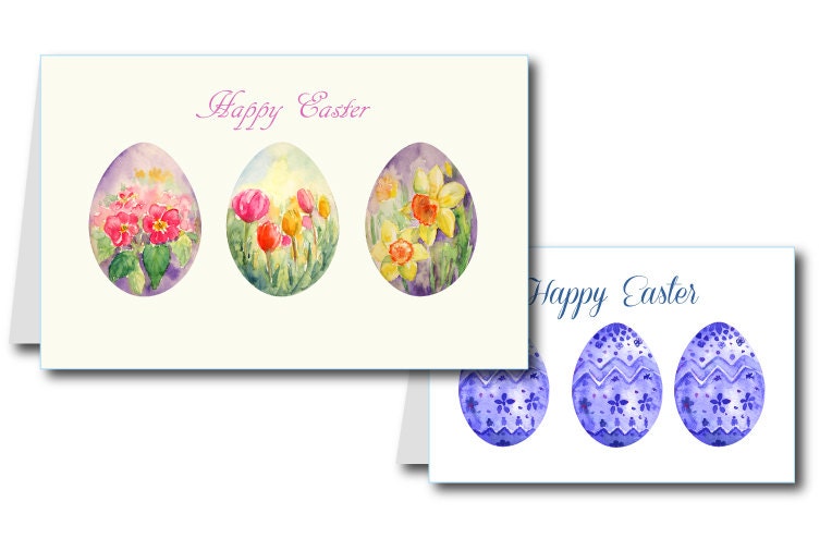 Hand Drawn Watercolor Spring Flowers Easter Eggs Instant Download for ...