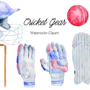 Watercolor cricket gear, watercolor clipart, instant download image 1