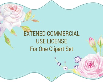 Extended Commercial Use License for 1 Set of Corner Croft Watercolor Clipart