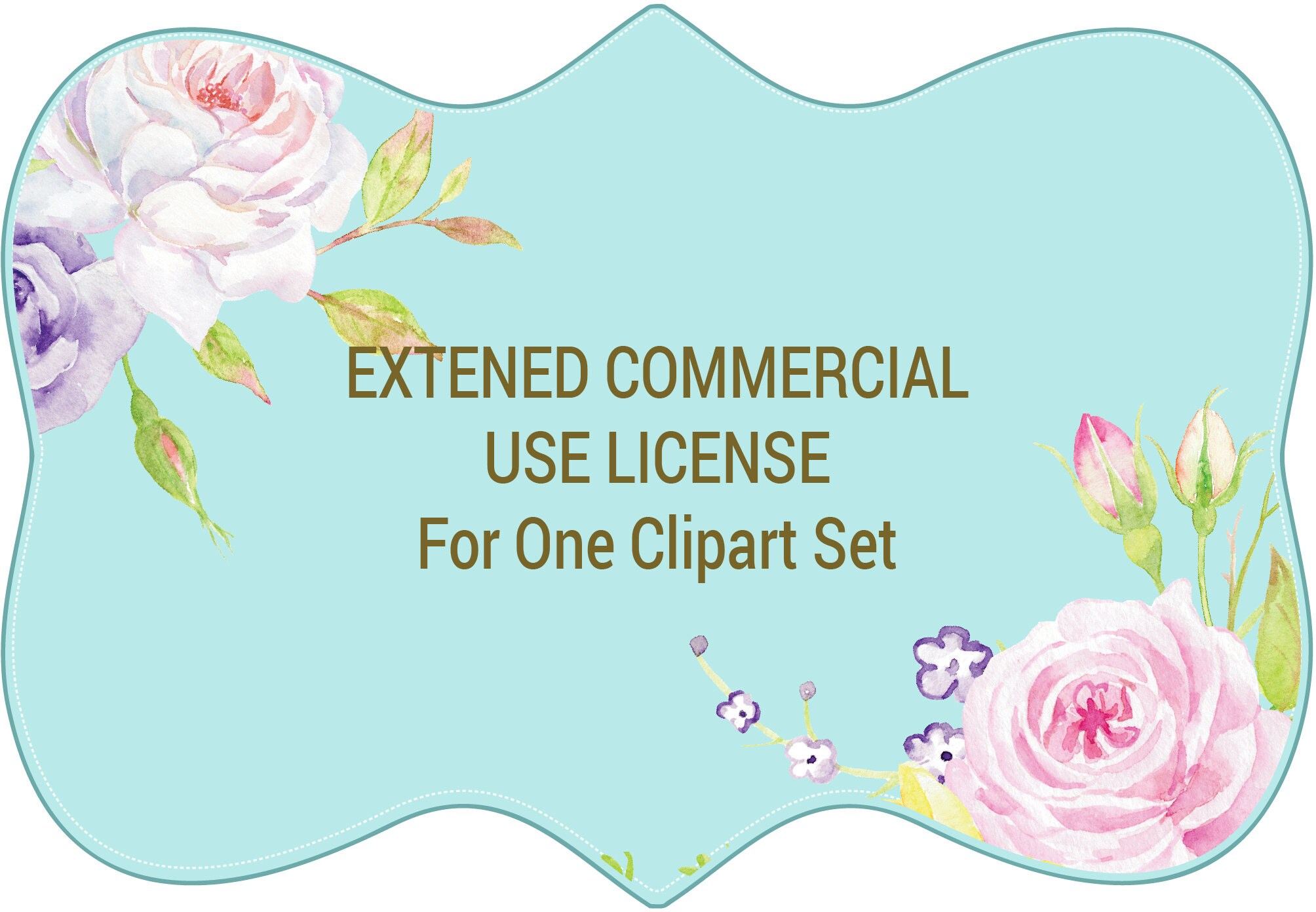 Extended Commercial Use License for 1 Set of Corner Croft Watercolor …