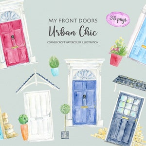 My Front Door Urban Chic Aquarelle Illustration