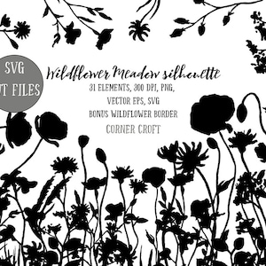 Wildblumen Wiese Abbildung Silhouette, PNG, SVG und EPS