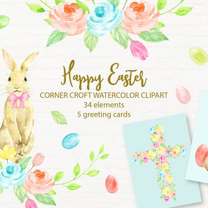 Aquarell Osterhasen und Osterkarten zum sofortigen Download