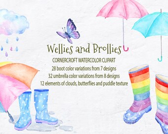 Clipart Wellies et parapluies bottes de 