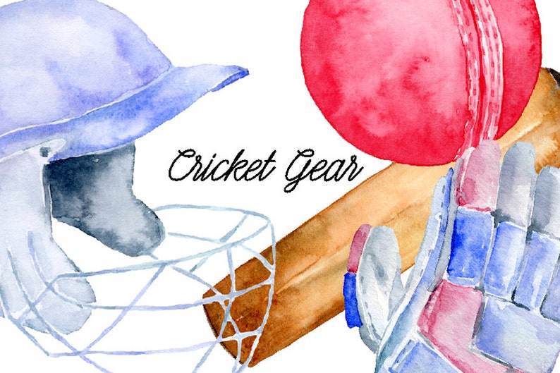 Watercolor cricket gear, watercolor clipart, instant download image 2