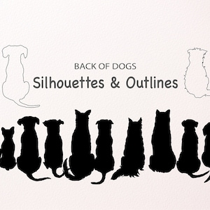 Rückseite von Hunde Silhouetten, Umrisse, SVG, Vektor Sofort Download