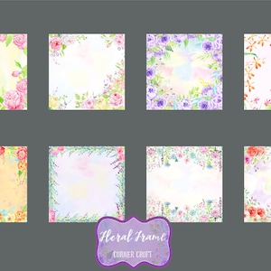 Watercolor Floral Frames, watercolor background, floral background, digital background  for instant download