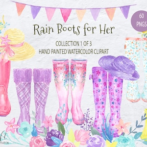 Aquarel Rain Boots voor haar, bloemen kaplaarzen, aquarel wellington laarzen, Tuin laarzen, wellington laarzen voor Instant download