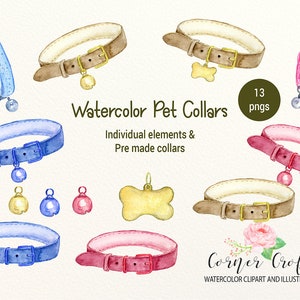 Watercolour Pet Collar Clipart image 1