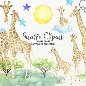 Aquarell Giraffe Clipart, Aquarell Giraffe Figuren, druckbare Giraffe, Giraffe Familie sofort-download