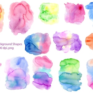 Watercolor irregular shapes watercolor stain effet instant download for background and texture