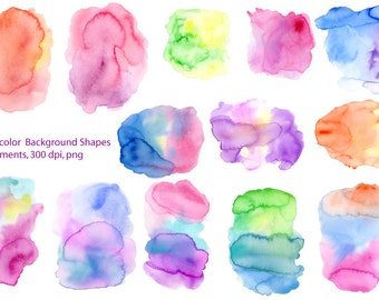 Watercolor irregular shapes watercolor stain effet instant download for background and texture