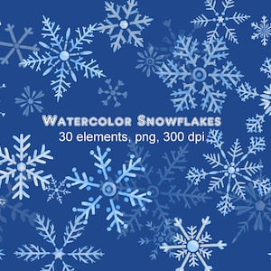 Pintados à mão aquarela clipart flocos de neve flocos de neve download instantâneo scrapbook cartões de natal, convites de casamento, impressão em tecido