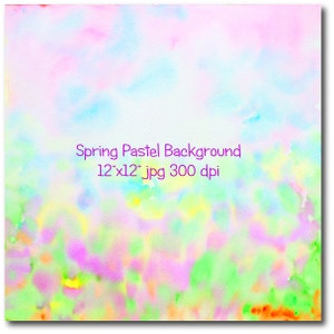 May include: Abstract watercolor background in pastel colors of pink, blue, green, and yellow. The image is 12 inches by 12 inches and 300 dpi.