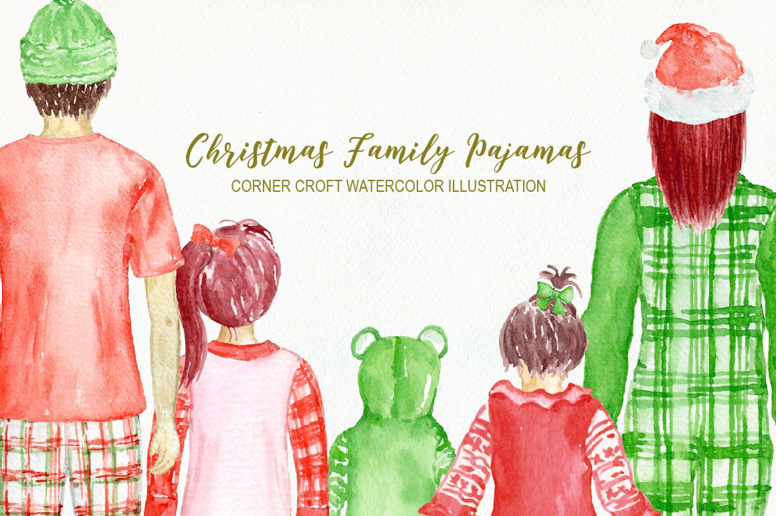 Christmas Family Pajamas Clipart for instant download | Etsy