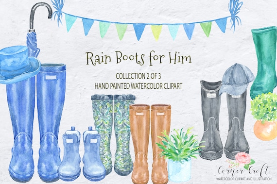 Watercolor Rain Boots for Him Men s Wellies Watercolor