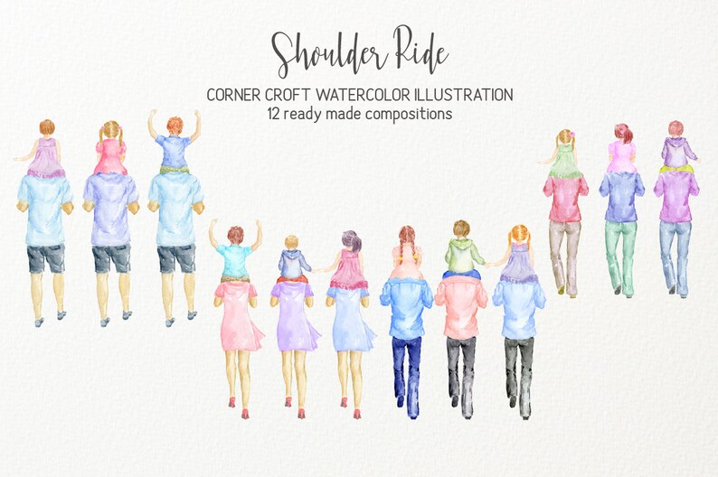 Shoulder Ride Template Watercolor Clipart Shoulder Ride for Instant Download - Etsy