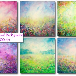 Watercolor Abstract Spring Mythical Landscape Background Instant ...
