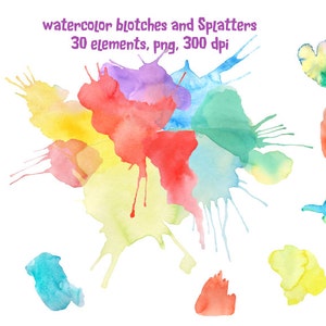 Watercolor Blotches and Splatters Patterns instant download for graphic banner design photoshop effects